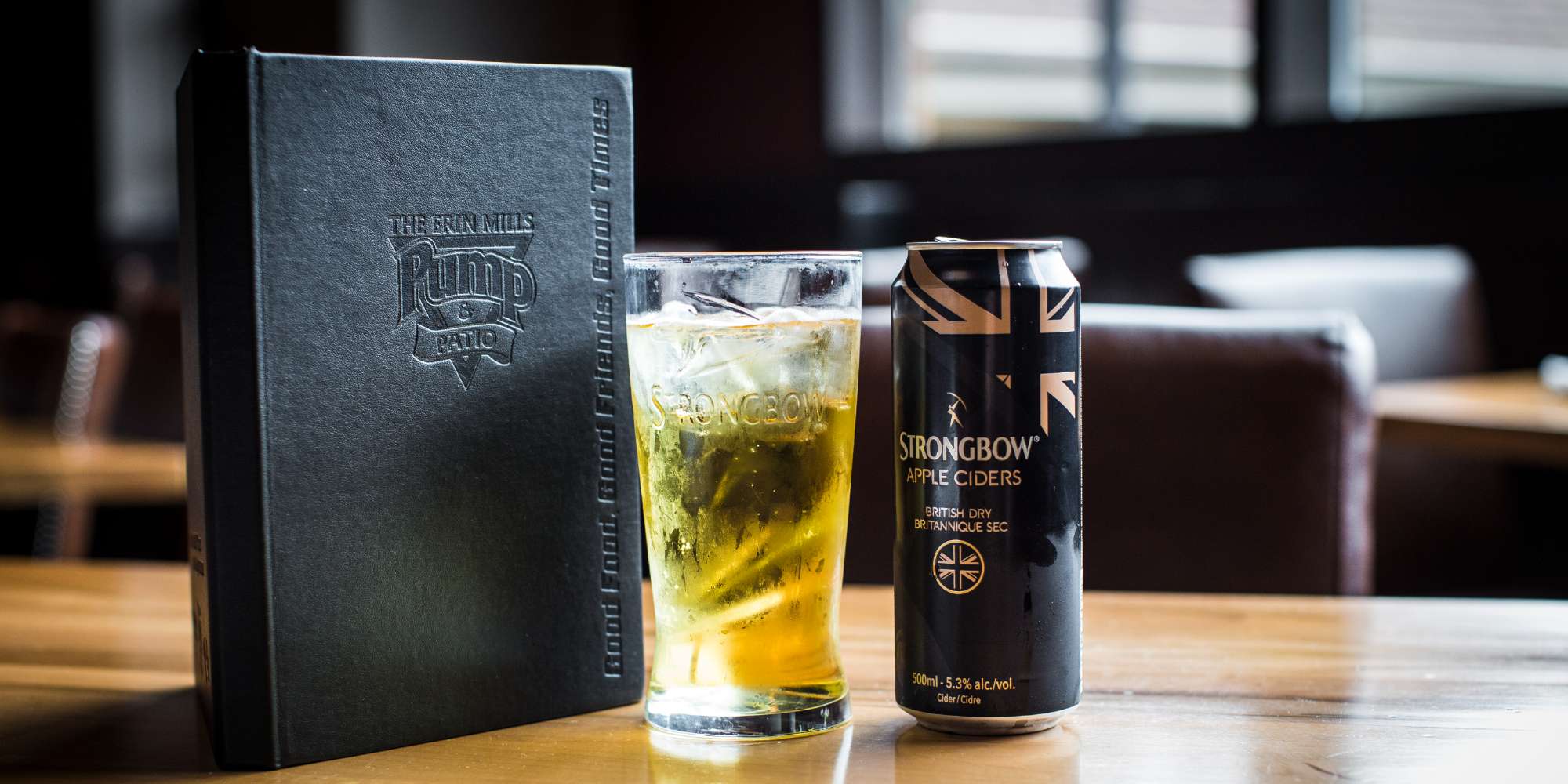 Beer and menu at local bar and restaurant in Sheridan neighbourhood Mississauga