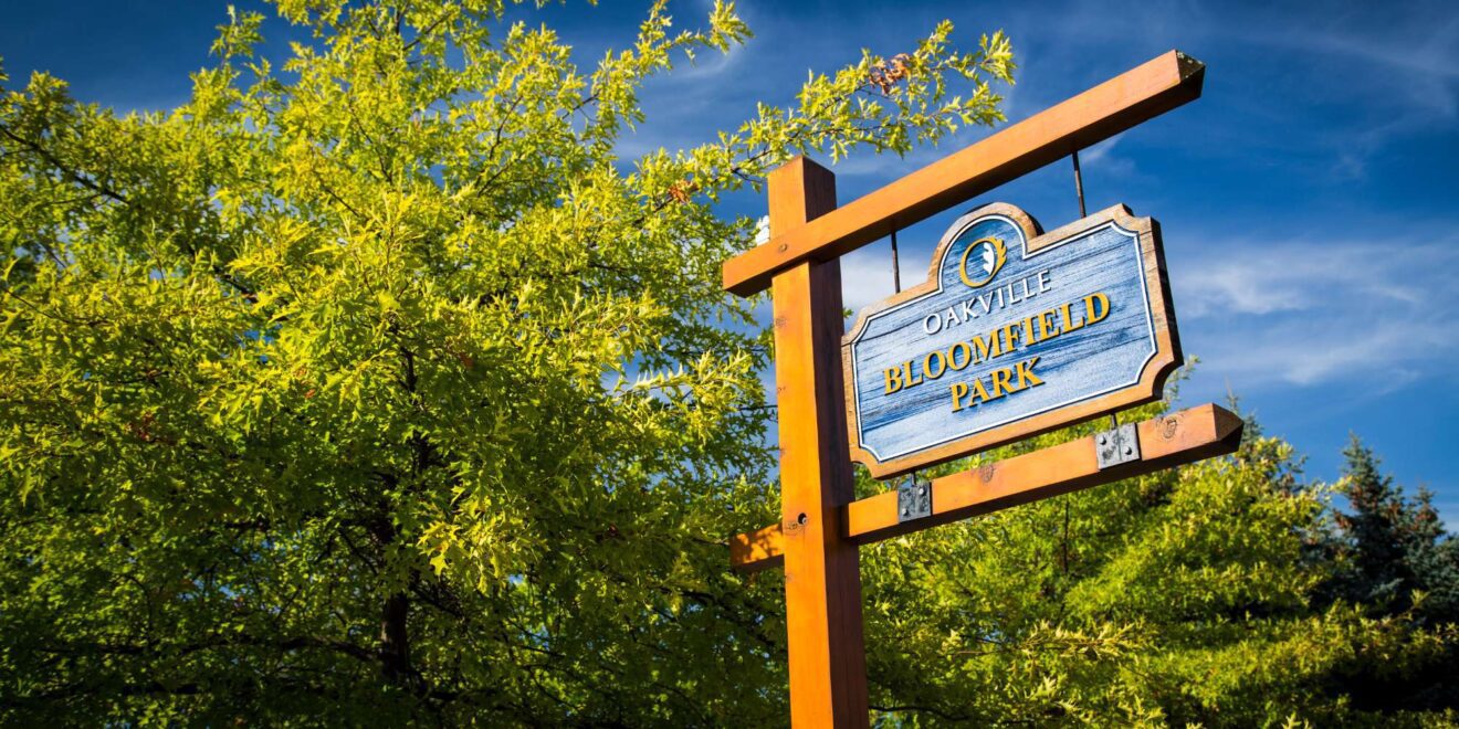 Bloomfield Park sign in West Oak Trails Oakville Ontario