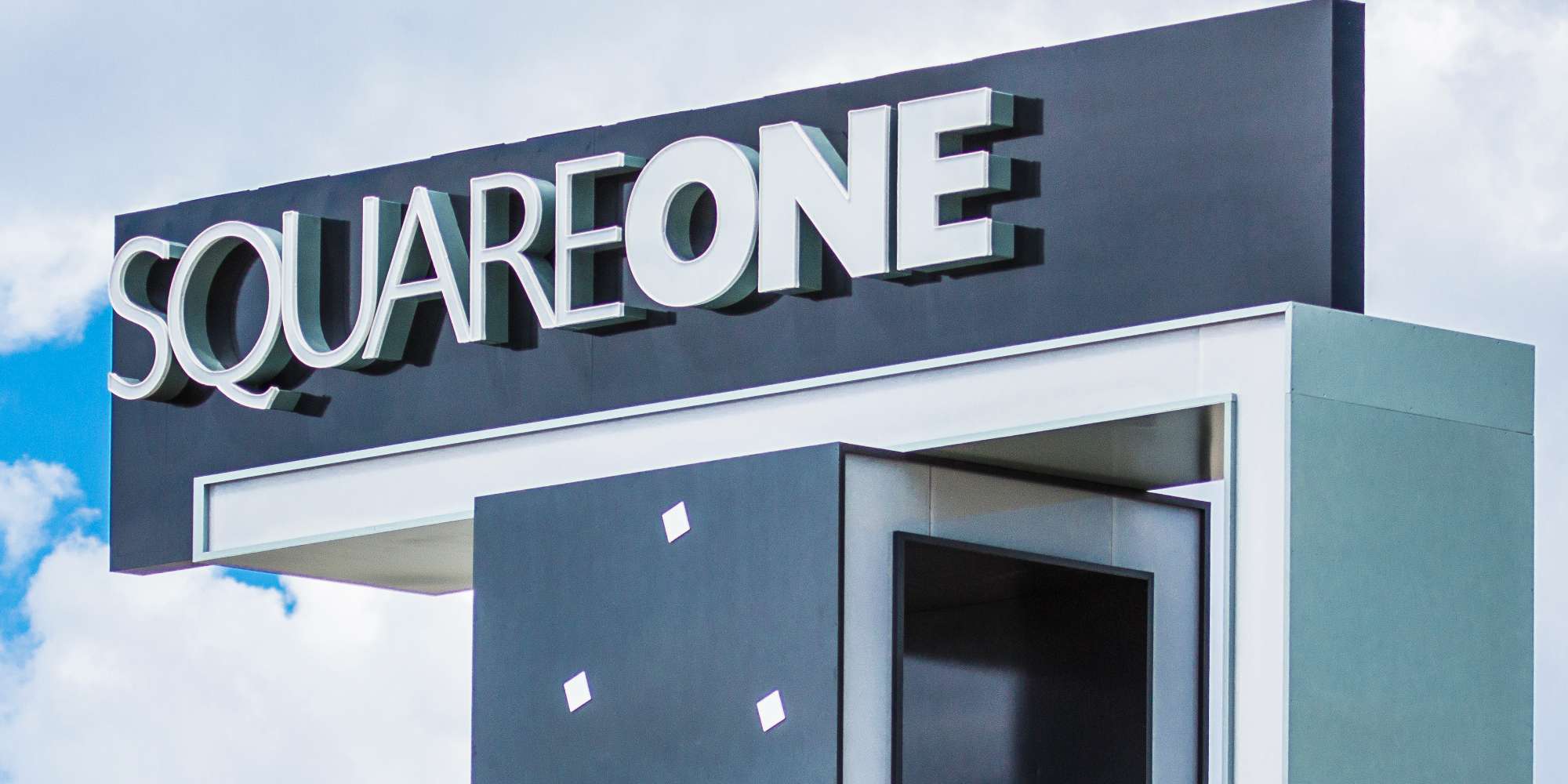 Square One Shopping Centre entrance sign in City Centre Mississauga