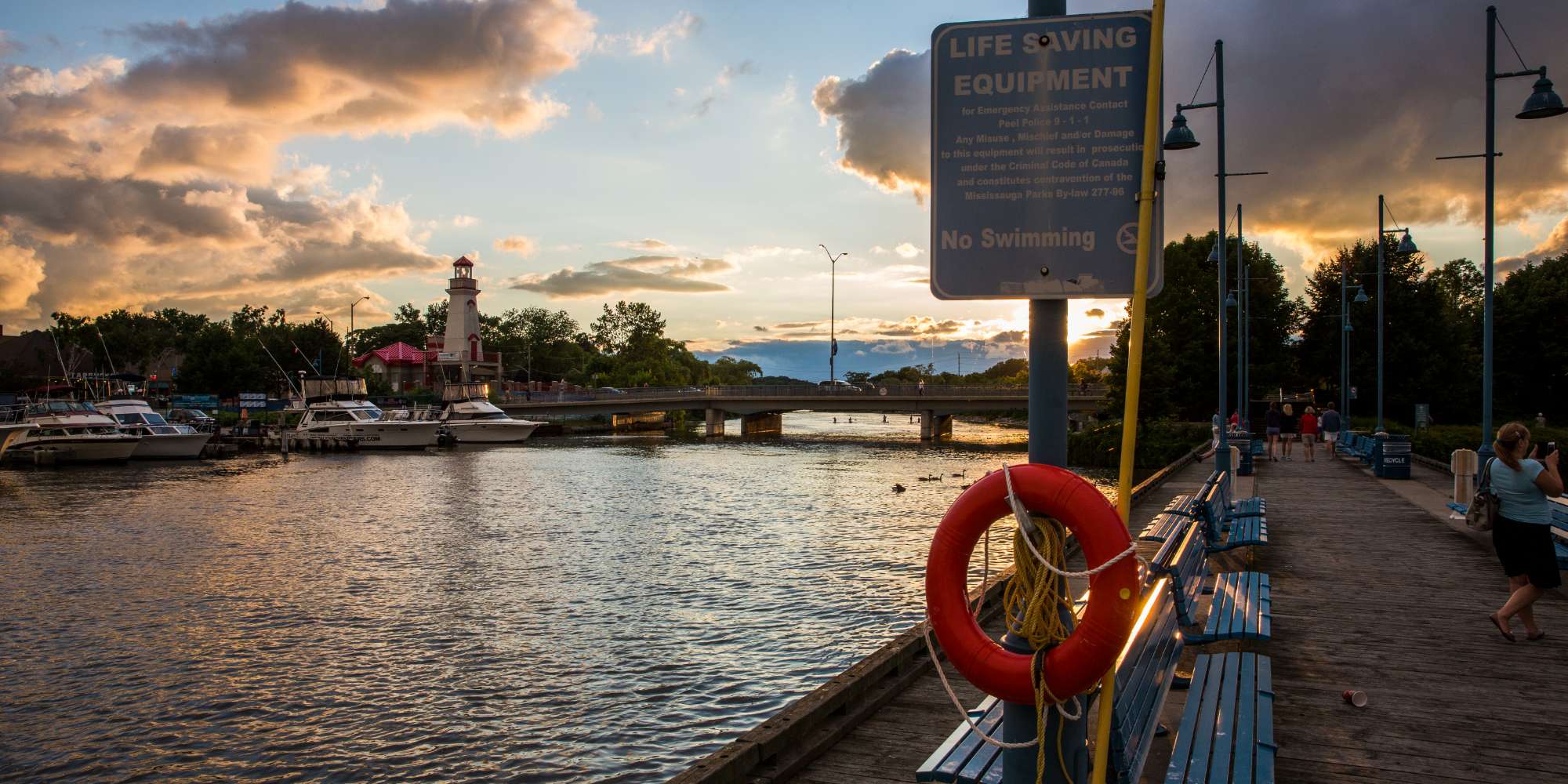 Port Credit marina and harbour with boats on Lake Ontario Mississauga