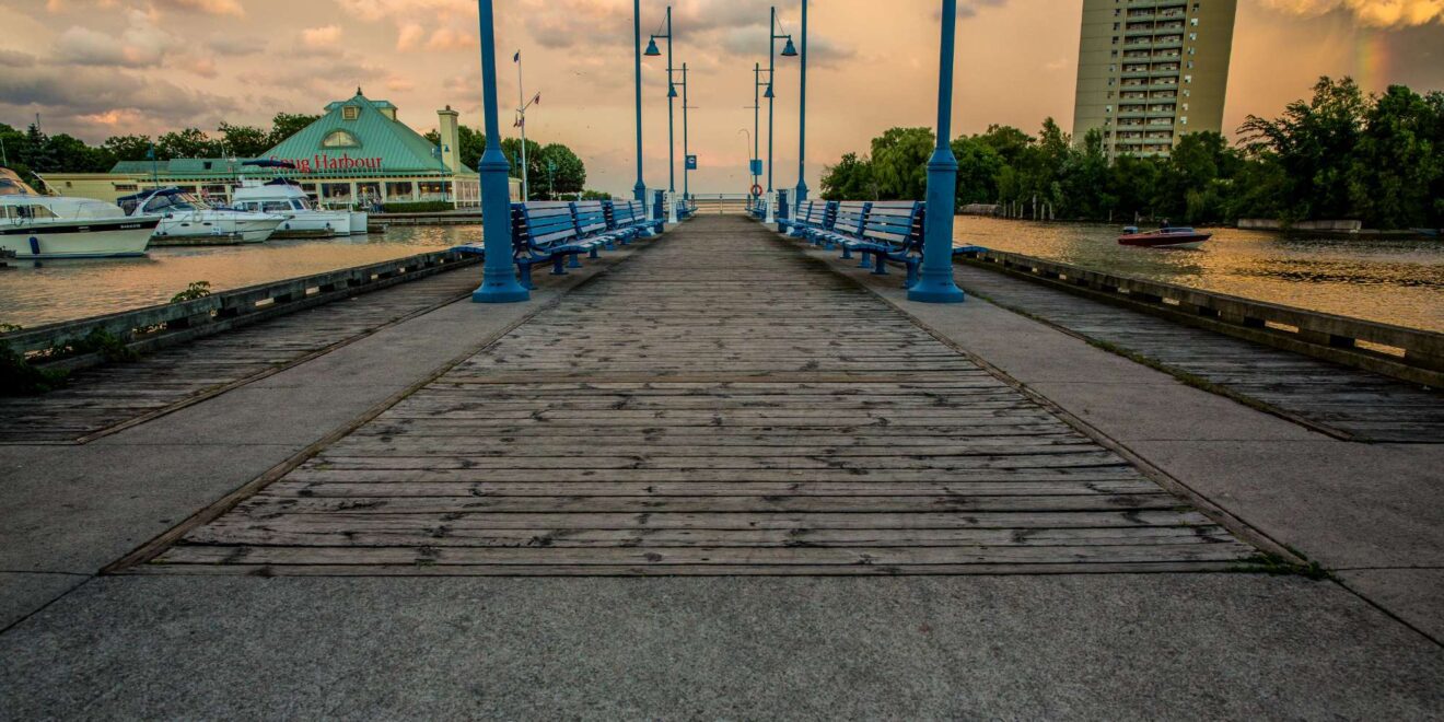 Port Credit lighthouse and waterfront scenery on Lake Ontario Mississauga