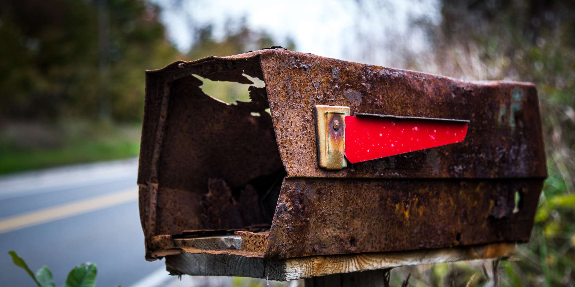 Old rustic mailbox on a country road in the Brookville neighbourhood of Milton Ontario