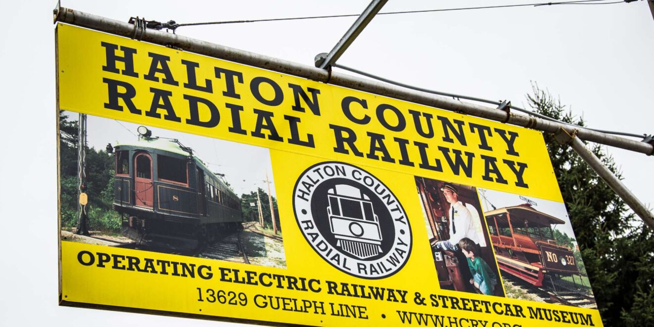 Halton County Radial Railway sign in the Nassagaweya area of Milton, Ontario