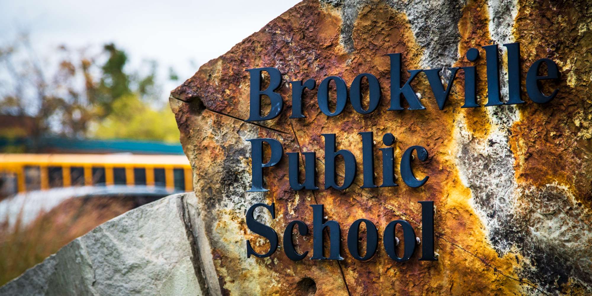 Brookville Public School sign in the Brookville neighbourhood of Milton Ontario