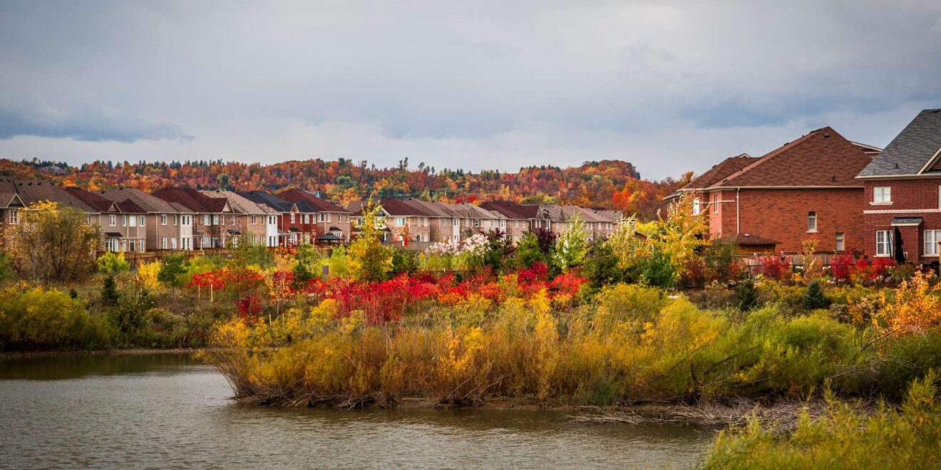 Green landscape and park area in the Scott neighbourhood, Milton, Ontario