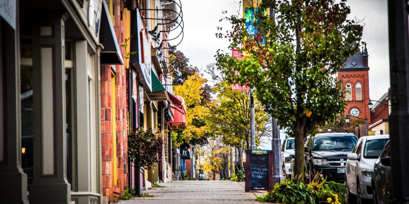 Tree lined residential street in Old Milton neighbourhood, Milton, Ontario