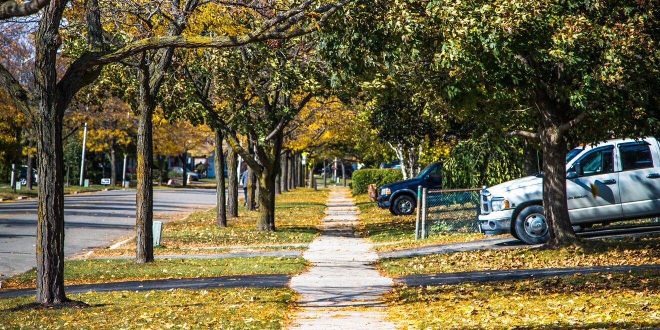 Row of family homes in the Dorset Park neighbourhood, Milton, Ontario