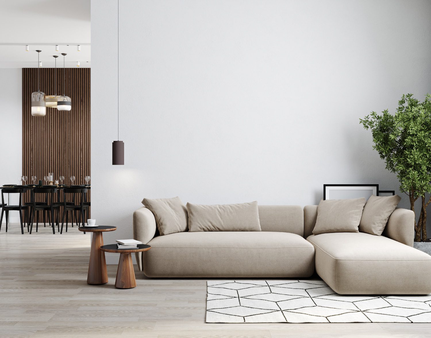 Modern staged living room interior for home buyers